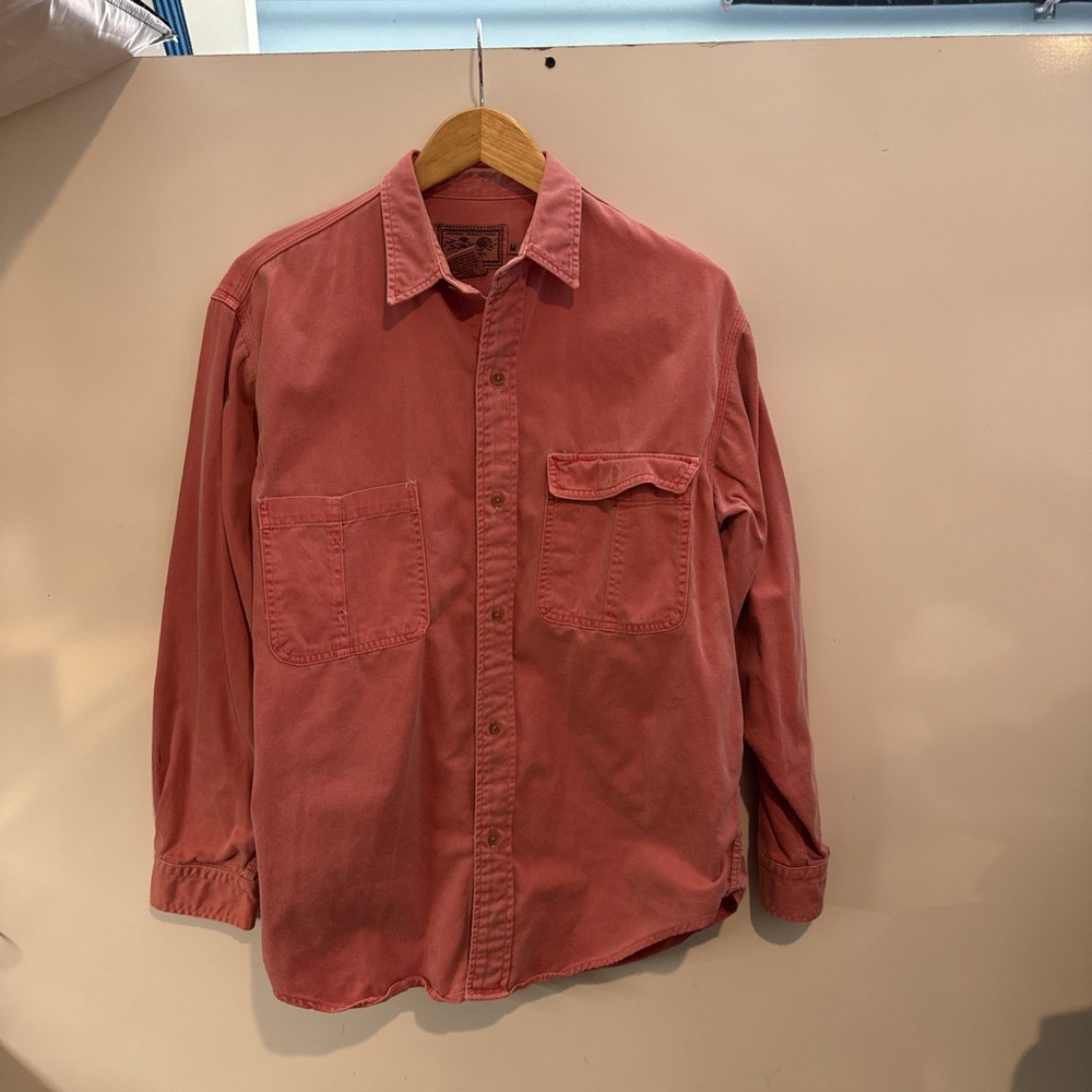 Calvin Klein Salmon Button Up Long Sleeve Heavy Shirt Men's SIZE M